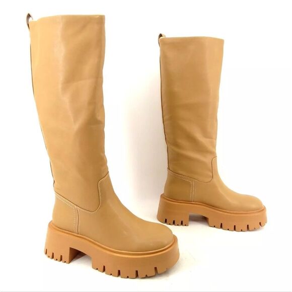 Call it spring NWT Maddi tall knee high camel color boots size 8.5 vegan leather - Picture 9 of 13
